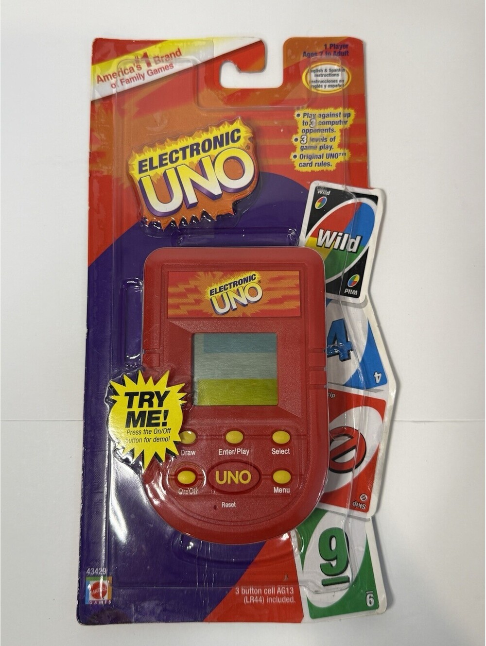 UNO Electronic Handheld Travel Game 2002 By Mattel NEW Sealed VTG
